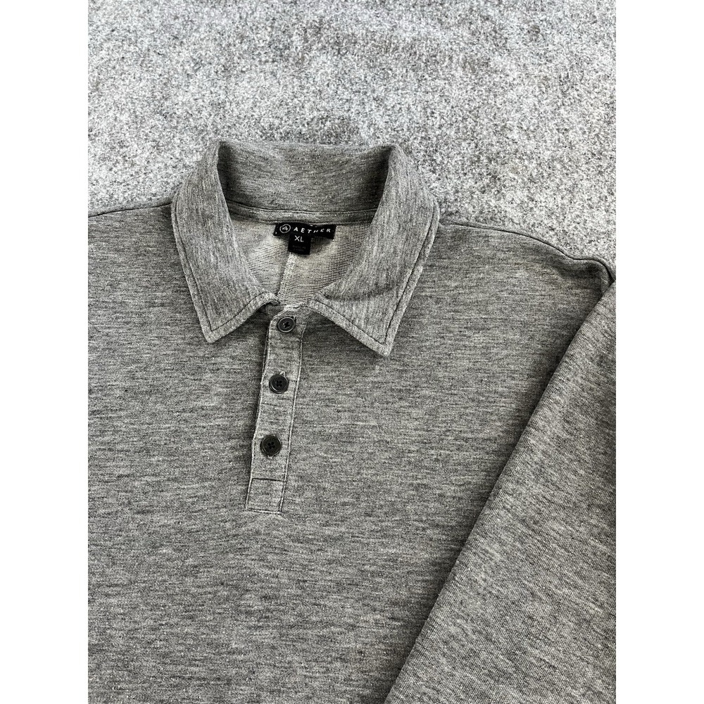 Aether Long Sleeve Polo Shirt Mens XL Merino Wool Heathered Gray Soft Casual EUC